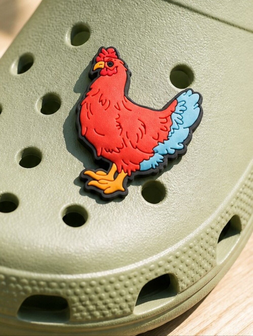 Rooster Croc Charm Cute Chicken Lady Jibbitz Style Farm Animal Shoe Accessory